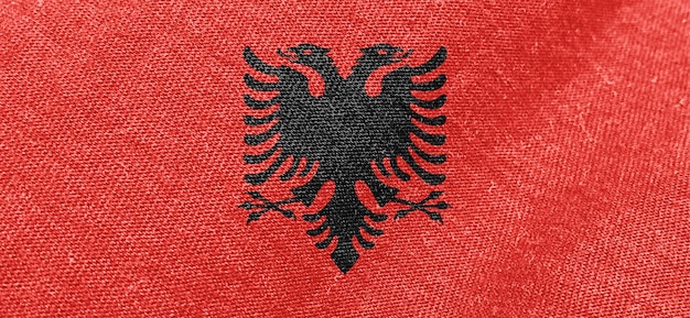 Albanië stoffen vlag katoen materiaal brede vlaggen behangkleurige stof Albanië vlag achtergrond