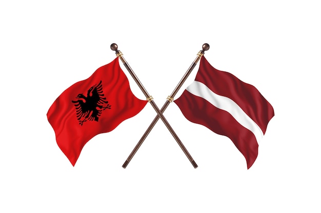 Albanië versus Letland Two Flags