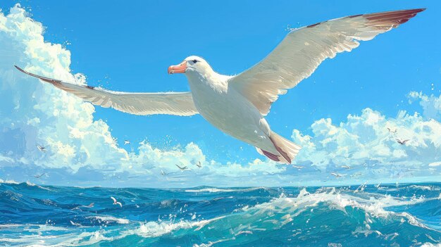 Photo albatross against clear blue sky over background banner hd