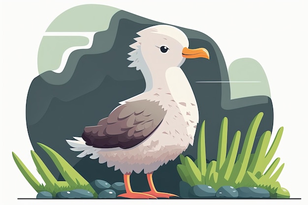 Albatross cute caracter on white Background Generative ai