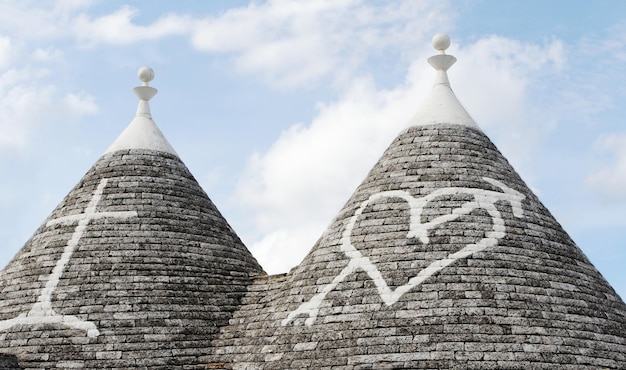 Alberobello regio puglia zuid-italië trulli di alberobello traditionele daken van de trulli originele en oude huizen van deze regio unesco-erfgoed