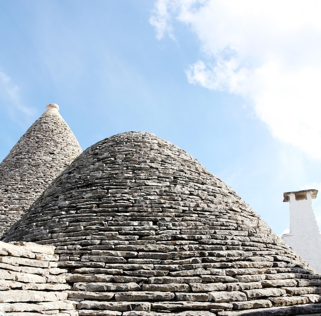 Alberobello Regio Puglia Zuid-Italië Trulli di Alberobello Traditionele daken van de Trulli originele en oude huizen van deze regio UNESCO-erfgoed