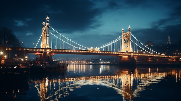 Albert Bridge Illuminated in Night Ultra HD