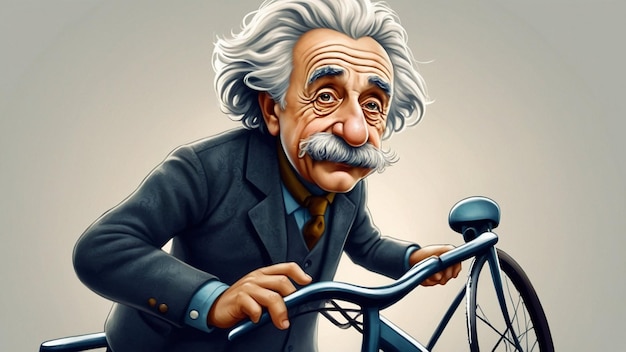 Albert Einstein fietsen.