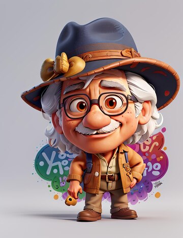 Premium AI Image | albert einstein glasses hat cute 3d animation