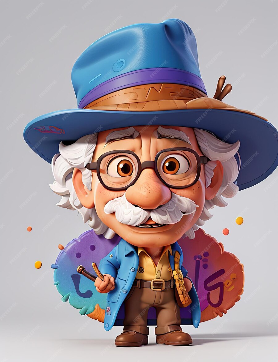 Premium AI Image | albert einstein glasses hat cute 3d animation