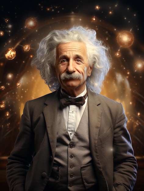 Albert Einstein met wetenschappelijke kosmische achtergrond