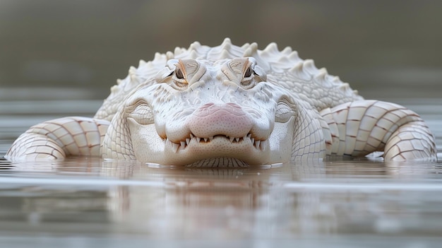 Albino-alligator in het portret van het water