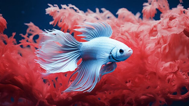 albino betta fish in the aquarium