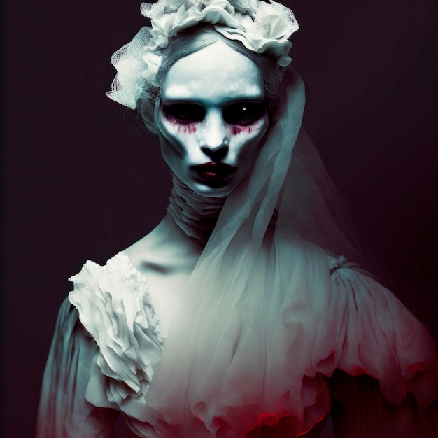 Albino model in haunting highfashion a ghostly red visage