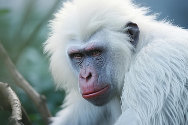 Albino monkey Portrait of a rare animal primate outdoors