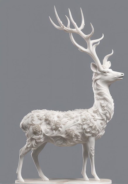 Photo albino white deer statue
