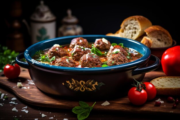 Photo albondigas soup in tomato broth