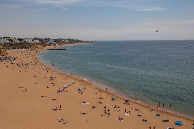 Albufeira beach aerial view Praia do Peneco Southern Portugal