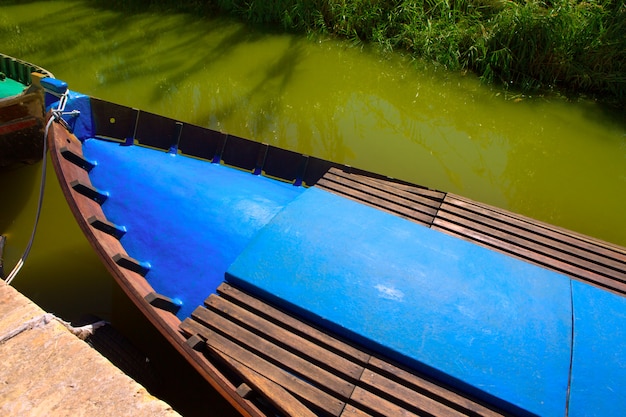 Albufera channel boats in el Palmar of Valencia