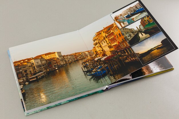 Album with photos of travel and vintage, photo book