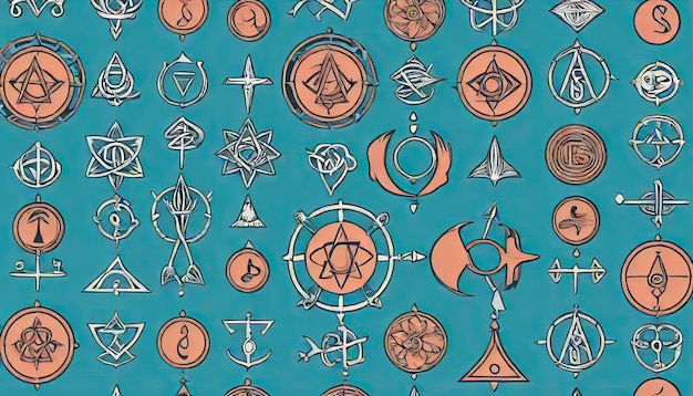 Alchemys Serene Symphony A Celestial Tapestry of Sky Blue Aquamarine and Dark Salmon