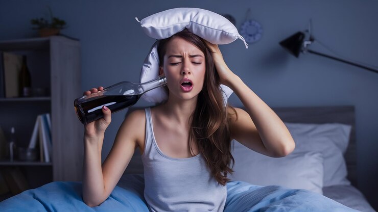 Photo alcohol addiction and bad habits concept