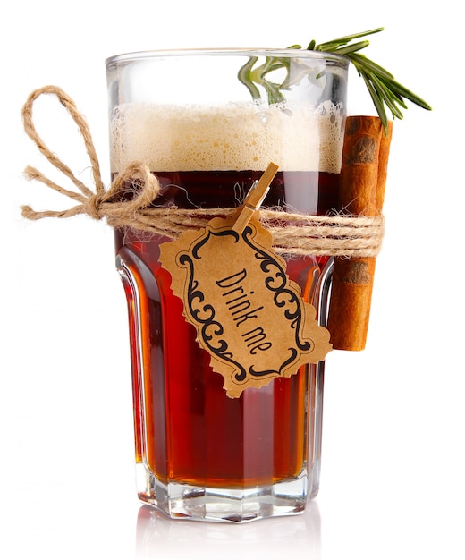 Alcohol cocktail (beer-based) with spices isolated