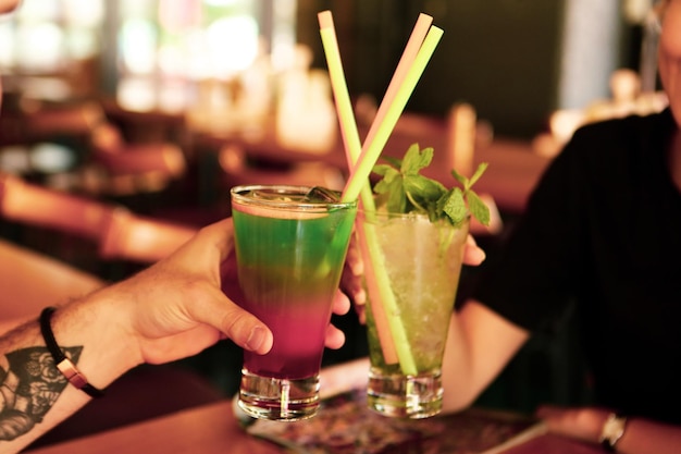 Alcohol cocktail drink on the table in restaurant