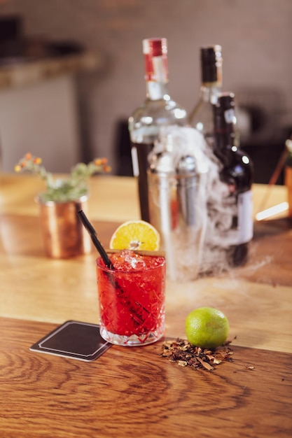 Alcohol cocktail drink on the table in restaurant