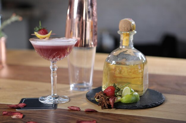 Alcohol cocktail drink on the table in restaurant