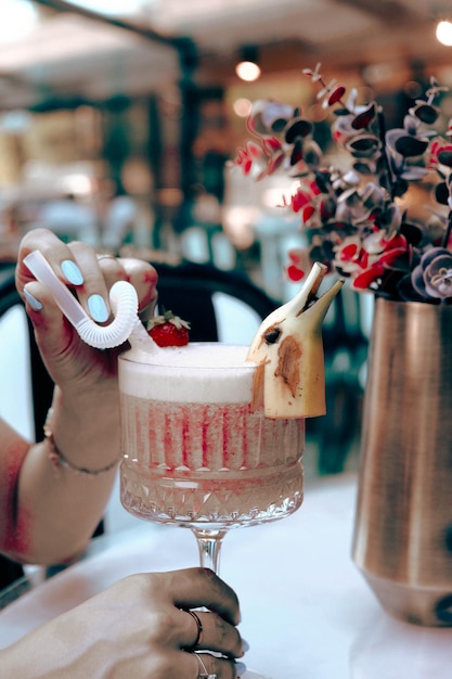 Alcohol cocktail drink on the table in restaurant