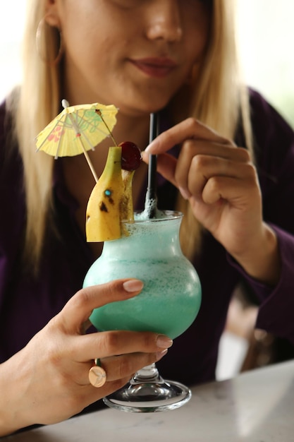 Alcohol cocktail drink on the table in restaurant