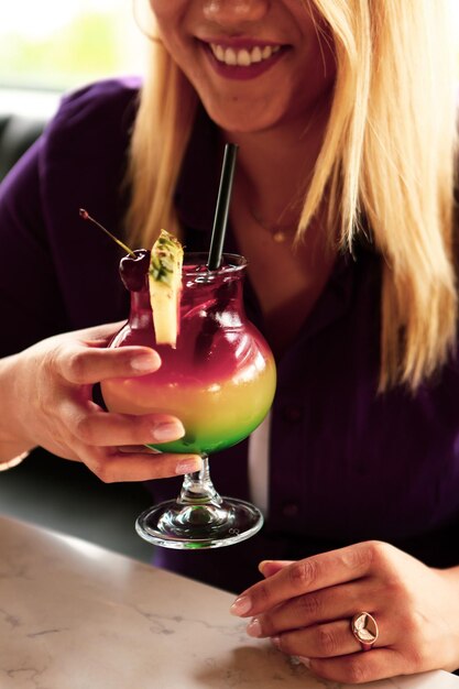 Alcohol cocktail drink on the table in restaurant