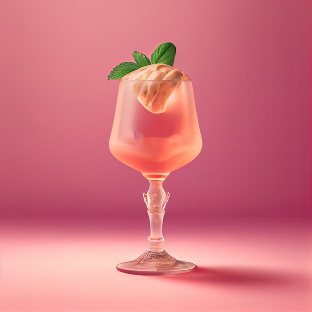 Alcohol Cocktail op Roze Achtergrond Tropische Mocktail Party Coctail Bar Drink Abstracte Generatieve AI Illustratie