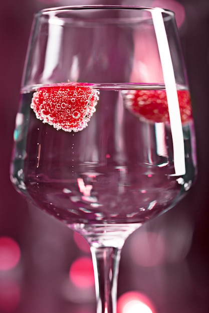 Alcohol cocktail with raspberry 