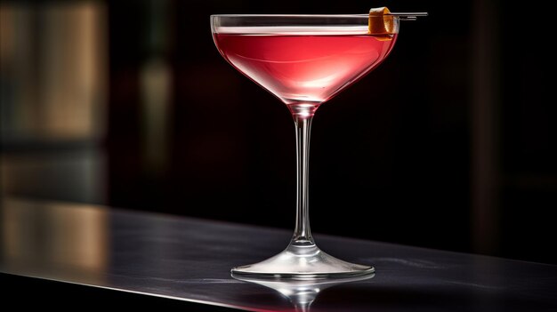 Alcohol drink Classic cosmopolitan cocktail in a glamorous bar