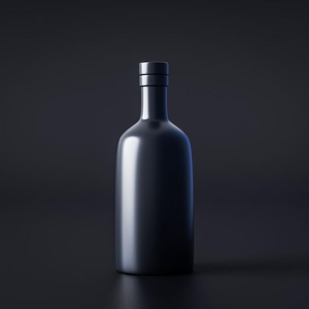 Alcohol fles pakket op donkere achtergrond 3d render