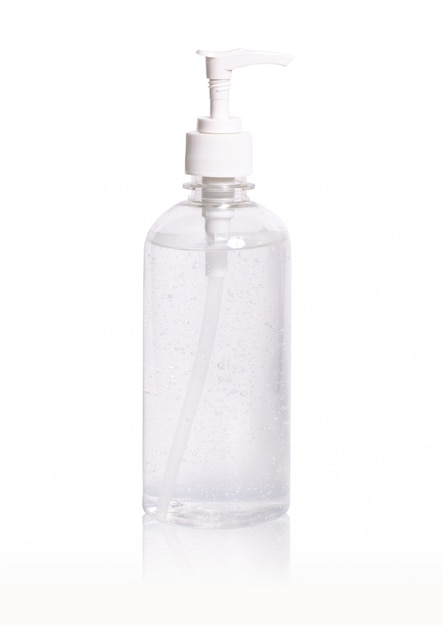 Alcohol gel clean hand sanitizer in pump bottle isolate on white background