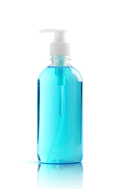 alcohol gel hand sanitizer in clear pump bottle