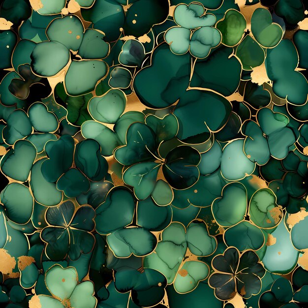 Alcohol Ink Clover Shamrock Background