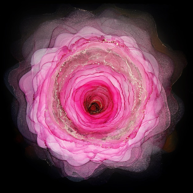 Alcohol Ink Rose on black background