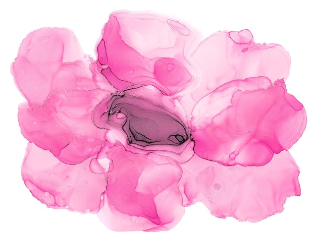Alcohol inkt kunst. Abstracte vloeibare kunst schilderij alcohol inkt techniek roze bloem