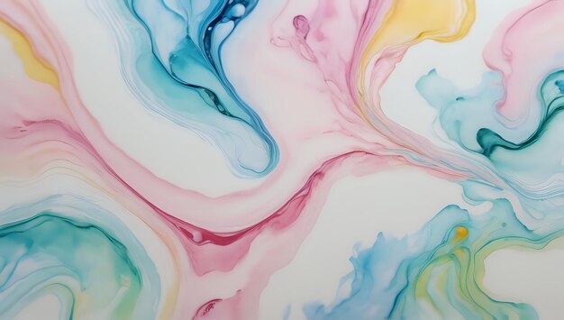 Photo alcohol marble ink texture in pastel color background