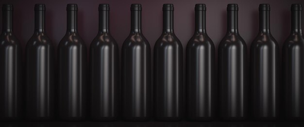 Alcohol topics background Row of wine bottles