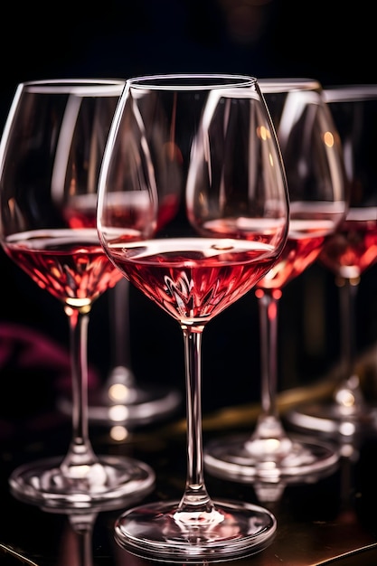 Алкогольные напитки прозрачные бокалы с красным вином