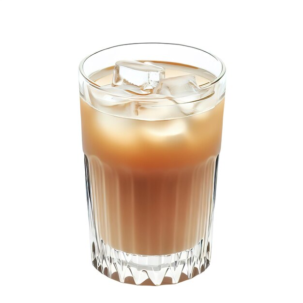 alcoholic cocktail in a glass with ice brown color white background illustration generated by Ai