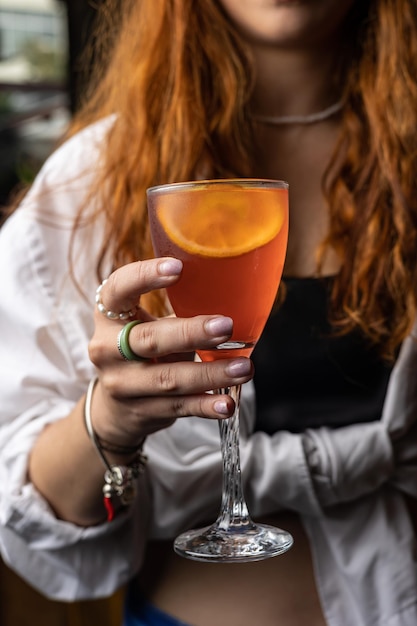 Alcoholic cocktail prepared by bartender