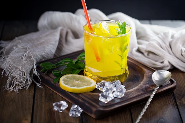 Cocktail alcolico con frutta e ghiaccio