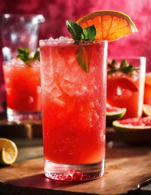 Alcoholic cocktail with grapefruit and ice Selective focus ai generative