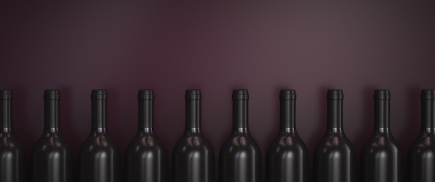 Alcoholic topics background Row of wine bottles