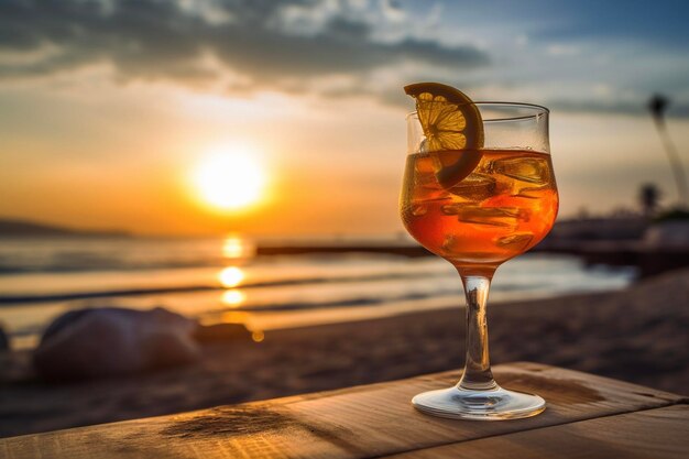 alcoholisch drankje drinken op het strand en genieten van de zomer