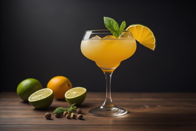 Alcoholische cocktail drank op de tafel in de bar Toned image ai generative
