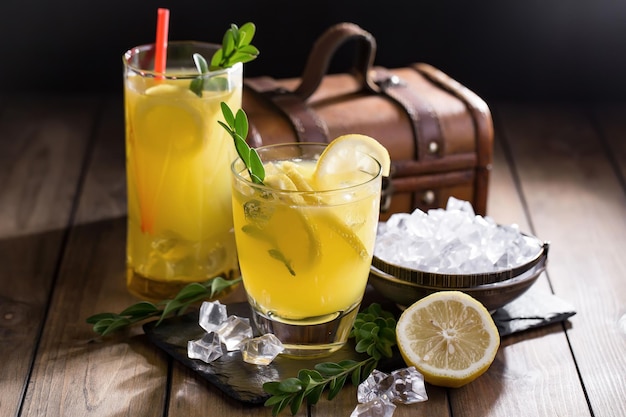 Alcoholische cocktail met fruit en ijs