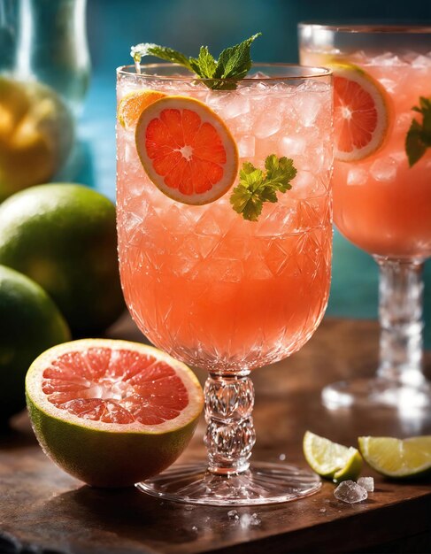 Alcoholische cocktail met grapefruit en ijs Selectieve focus ai generatieve